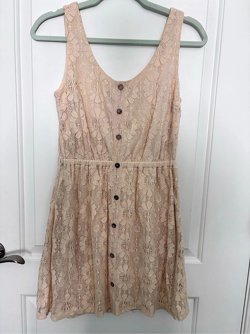 Charlotte Russe Floral Lace Mini Dress in Beige